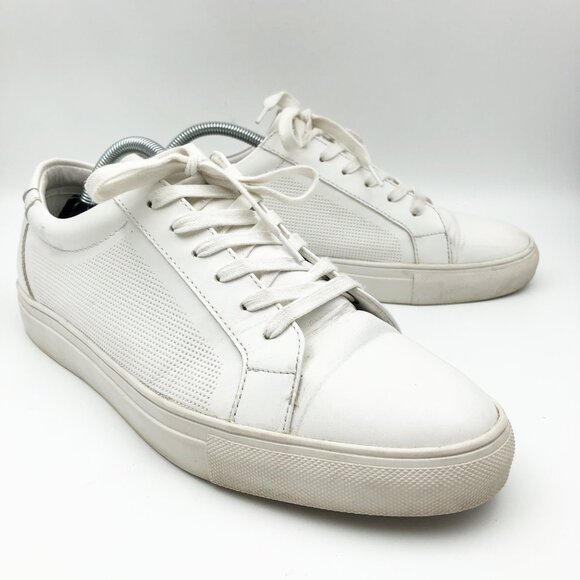 NORDSTROM Rack Mraaron Ortholite White Faux Leather Sneakers Mens 10 - Picture 1 of 13